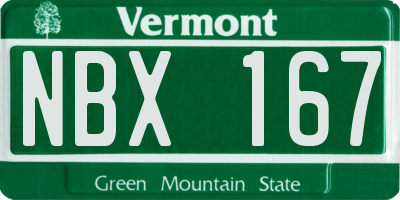 VT license plate NBX167