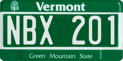 VT license plate NBX201