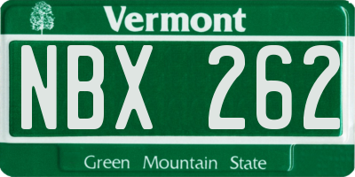 VT license plate NBX262