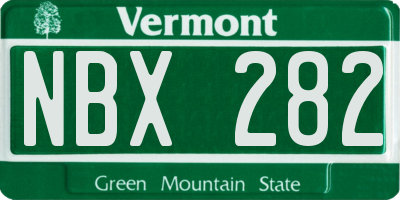 VT license plate NBX282