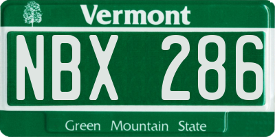 VT license plate NBX286