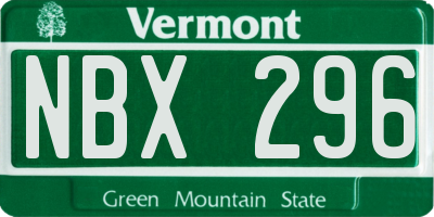 VT license plate NBX296