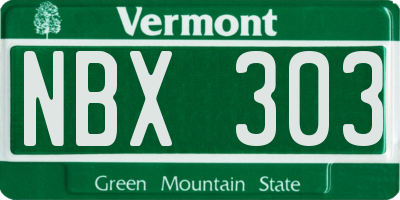 VT license plate NBX303