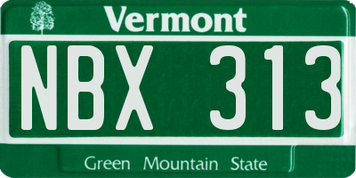 VT license plate NBX313