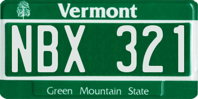 VT license plate NBX321