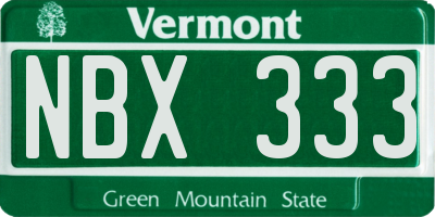 VT license plate NBX333