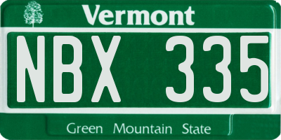 VT license plate NBX335