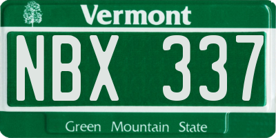 VT license plate NBX337