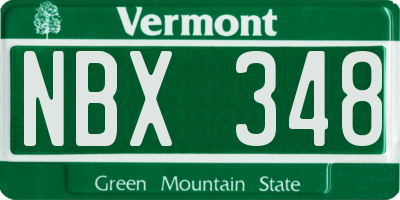 VT license plate NBX348