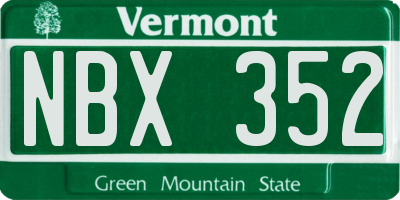 VT license plate NBX352