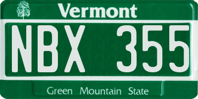 VT license plate NBX355