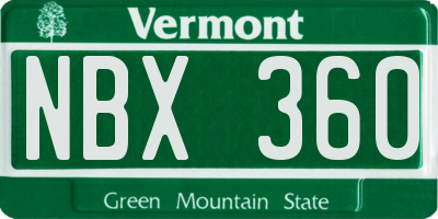 VT license plate NBX360