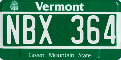 VT license plate NBX364