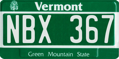 VT license plate NBX367