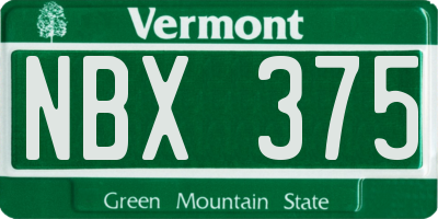 VT license plate NBX375