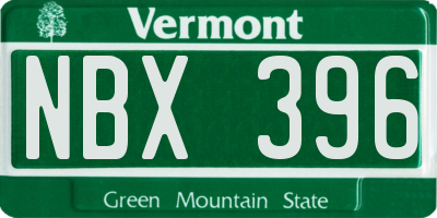 VT license plate NBX396