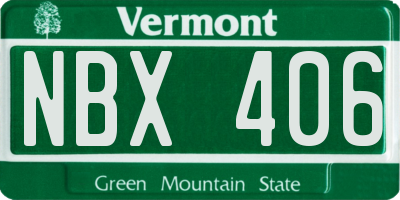 VT license plate NBX406