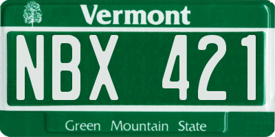 VT license plate NBX421
