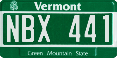 VT license plate NBX441