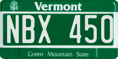 VT license plate NBX450