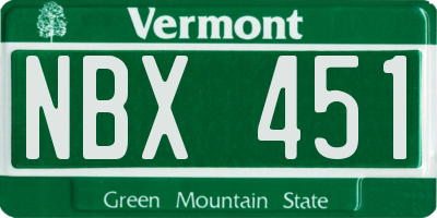 VT license plate NBX451