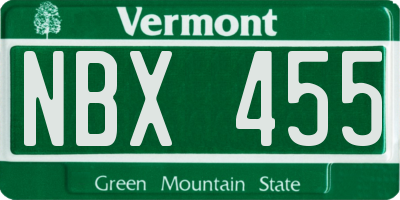 VT license plate NBX455