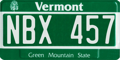 VT license plate NBX457