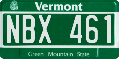 VT license plate NBX461