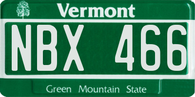 VT license plate NBX466