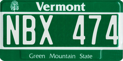 VT license plate NBX474