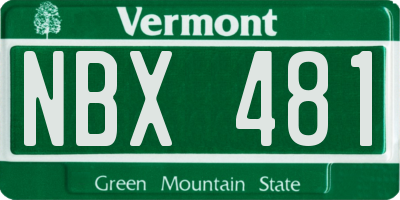 VT license plate NBX481