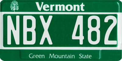 VT license plate NBX482