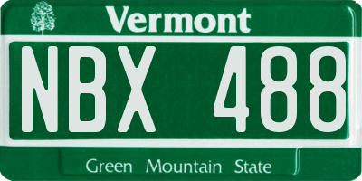 VT license plate NBX488