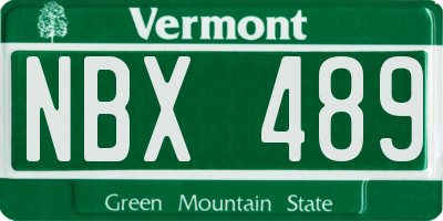 VT license plate NBX489