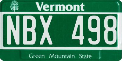 VT license plate NBX498