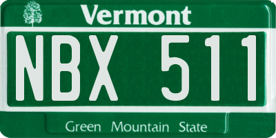VT license plate NBX511