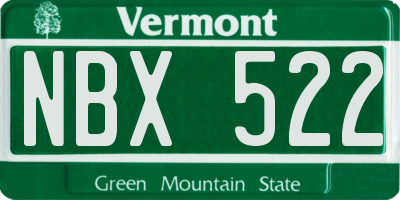 VT license plate NBX522