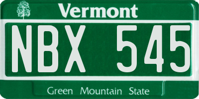 VT license plate NBX545