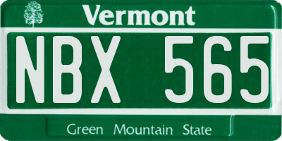 VT license plate NBX565