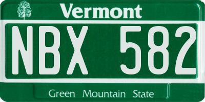 VT license plate NBX582