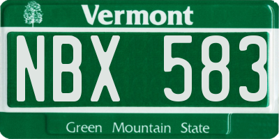 VT license plate NBX583