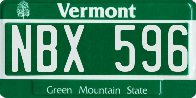 VT license plate NBX596