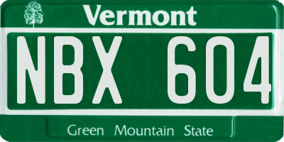 VT license plate NBX604