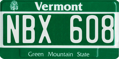 VT license plate NBX608
