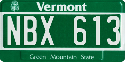 VT license plate NBX613