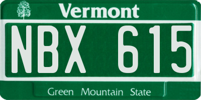 VT license plate NBX615