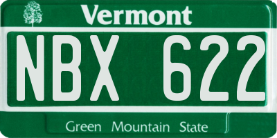 VT license plate NBX622