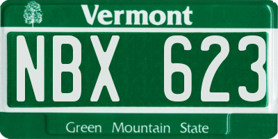 VT license plate NBX623