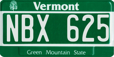 VT license plate NBX625