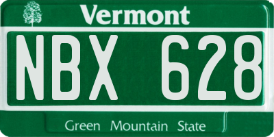 VT license plate NBX628